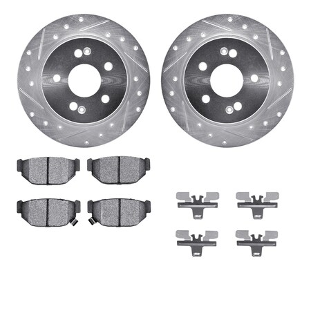 Dynamic Friction Co 7512-13060, Rotors-Drilled and Slotted-Silver w/ 5000 Advanced Brake Pads incl. Hardware, Zinc Coat 7512-13060